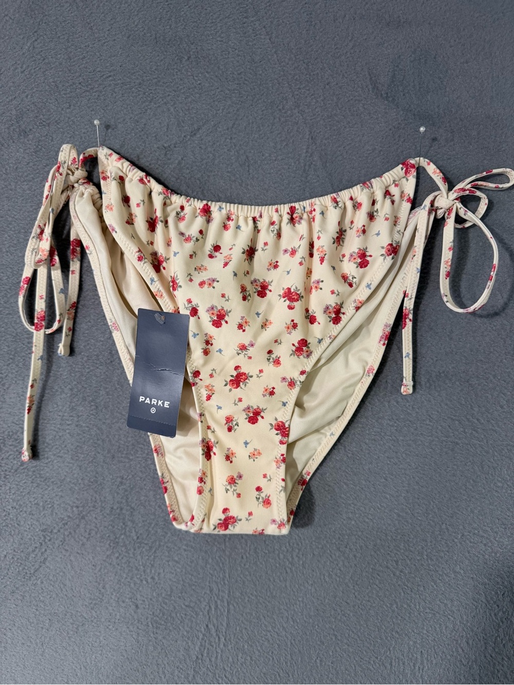 Parke x Target - Cream Floral Tie-Side Bikini Bottoms